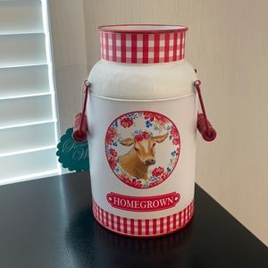 Pioneer woman Milk can cow tin